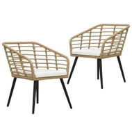 Detailed information about the product Garden Chairs with Cushions 2 pcs Poly Rattan Oak