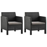 Detailed information about the product Garden Chairs with Cushions 2 pcs PP Rattan Anthracite