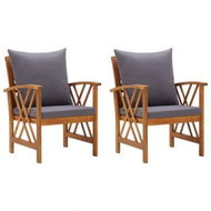 Detailed information about the product Garden Chairs With Cushions 2 Pcs Solid Acacia Wood