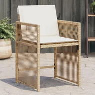 Detailed information about the product Garden Chairs with Cushions 4 pcs Beige Poly Rattan