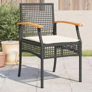 Detailed information about the product Garden Chairs with Cushions 4 pcs Black Poly Rattan Acacia Wood