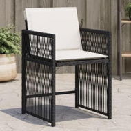 Detailed information about the product Garden Chairs with Cushions 4 pcs Black Poly Rattan