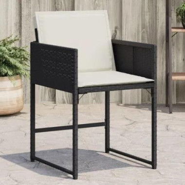 Garden Chairs with Cushions 4 pcs Black Poly Rattan