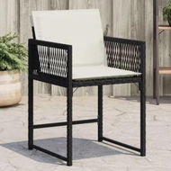 Detailed information about the product Garden Chairs with Cushions 4 pcs Black Poly Rattan