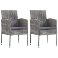 Detailed information about the product Garden Chairs with Dark Grey Cushions 2 pcs Grey Poly Rattan