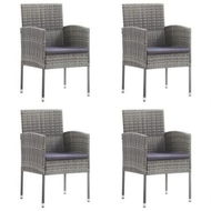 Detailed information about the product Garden Chairs with Dark Grey Cushions 4 pcs Grey Poly Rattan