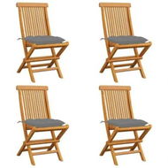 Detailed information about the product Garden Chairs with Grey Cushions 4 pcs Solid Teak Wood