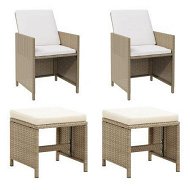 Detailed information about the product Garden Chairs With Stools 2 Pcs Poly Rattan Beige