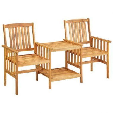 Garden Chairs With Tea Table 159x61x92 Cm Solid Acacia Wood