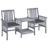 Detailed information about the product Garden Chairs with Tea Table and Cushions Solid Acacia Wood