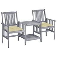 Detailed information about the product Garden Chairs with Tea Table and Cushions Solid Acacia Wood