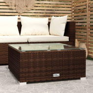 Detailed information about the product Garden Coffee Table Brown 60x60x30 Cm Poly Rattan And Glass