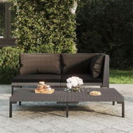 Detailed information about the product Garden Coffee Table Dark Grey Half Round Poly Rattan