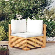 Detailed information about the product Garden Corner Sofa With Cream Cushions Solid Wood Teak