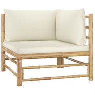 Detailed information about the product Garden Corner Sofa With Cream White Cushions Bamboo