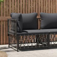 Detailed information about the product Garden Corner Sofa with Cushions Anthracite Woven Fabric