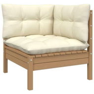 Detailed information about the product Garden Corner Sofa With Cushions Honey Brown Solid Pinewood