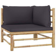 Detailed information about the product Garden Corner Sofa With Dark Grey Cushions Bamboo