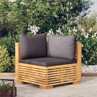 Detailed information about the product Garden Corner Sofa With Dark Grey Cushions Solid Wood Teak