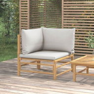 Detailed information about the product Garden Corner Sofa With Light Grey Cushions Bamboo