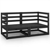 Detailed information about the product Garden Corner Sofas 2 Pcs Black Solid Pinewood