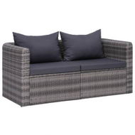 Detailed information about the product Garden Corner Sofas 2 Pcs Grey Poly Rattan