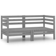 Detailed information about the product Garden Corner Sofas 2 Pcs Grey Solid Pinewood