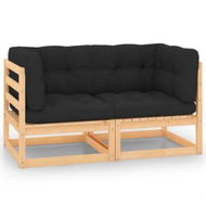 Detailed information about the product Garden Corner Sofas With Cushions 2 Pcs Solid Wood Pine