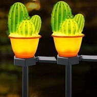 Detailed information about the product Garden Decor Solar Lights Outdoor - 2 Pack Cactus Stake Waterproof Landscape Lights Pathway Yard Lawn Walkway Decoration