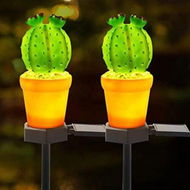 Detailed information about the product Garden Decor Solar Lights Outdoor - 2 Pack Cactus Stake Waterproof Landscape Lights Pathway Yard Lawn Walkway Decoration