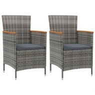 Detailed information about the product Garden Dining Chairs 2 Pcs Poly Rattan Grey