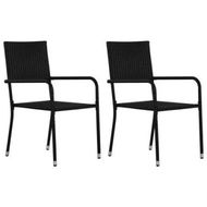 Detailed information about the product Garden Dining Chairs 2 pcs Stackable Black Poly Rattan