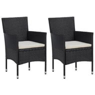 Detailed information about the product Garden Dining Chairs 2pcs Poly Rattan Black