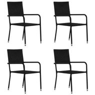 Detailed information about the product Garden Dining Chairs 4 pcs Stackable Black Poly Rattan