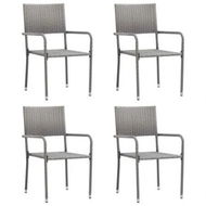 Detailed information about the product Garden Dining Chairs 4 pcs Stackable Grey Poly Rattan