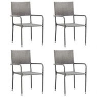 Detailed information about the product Garden Dining Chairs 4 pcs Stackable Grey Poly Rattan