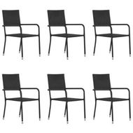 Detailed information about the product Garden Dining Chairs 6 pcs Stackable Black Poly Rattan