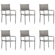 Detailed information about the product Garden Dining Chairs 6 pcs Stackable Grey Poly Rattan