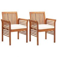 Detailed information about the product Garden Dining Chairs With Cushions 2 Pcs Solid Acacia Wood