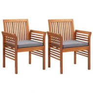 Detailed information about the product Garden Dining Chairs With Cushions 2 Pcs Solid Acacia Wood