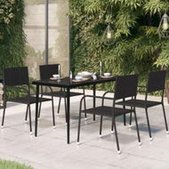 Detailed information about the product Garden Dining Table Black 140x70x74 Cm Steel And Glass