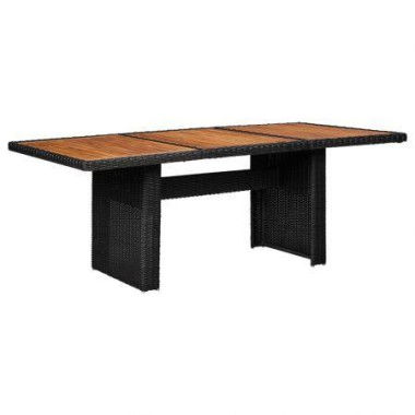 Garden Dining Table Black 200x100x74 Cm Poly Rattan