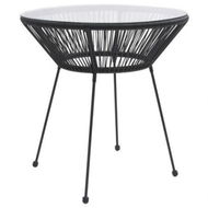 Detailed information about the product Garden Dining Table - Black - 70x74 Cm - Rattan And Glass.