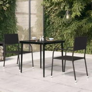 Detailed information about the product Garden Dining Table Black 80x80x74 cm Steel and Glass