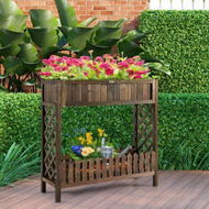 Detailed information about the product Garden Elevated Planter Box With Storage Shelf For Outdoor