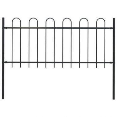 Garden Fence With Hoop Top Steel 1.7x0.8m Black.