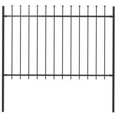 Garden Fence With Spear Top Steel 1.7x1.2m Black.