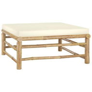 Detailed information about the product Garden Footrest With Cream White Cushion Bamboo