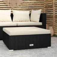 Detailed information about the product Garden Footrest with Cushion Black 70x70x30 cm Poly Rattan