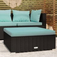 Detailed information about the product Garden Footrest With Cushion Black 70x70x30 Cm Poly Rattan